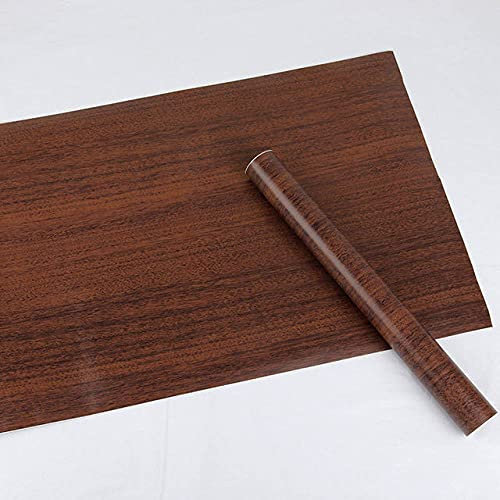 WSWJDW Papel pintado autoadhesivo de grano de madera 3D impermeable PVC cocina armario armario muebles renovación puerta etiqueta de la pared, nogal, 5mx45cm