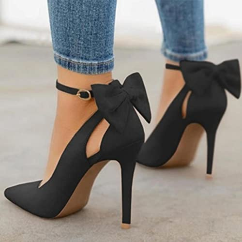 MODFUSDF Toe Pointue Talons Hauts Femme Talons Minces Talons Dames Pompes Sexy Pompes Dames Boucle Bracelet Bracelet féminin Bowknot Chaussures Plus Taille 34-43