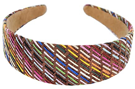 axy Breiter Haarreif in Bast-Optik mit geflochtener Oberfläche Damen Sommerlich Haarreifen Stirnband Haarschmuck HRN1 (Braun-Bunt)