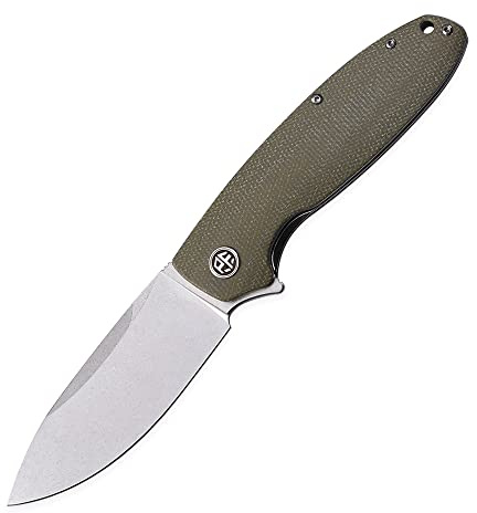 Petrified fish PFB01 Terra Klappmesser, 3.54 D2 Satin Klinge Micarta Griff, Mit Kugellager EDC Taschenmesser (Green Stonewashed)