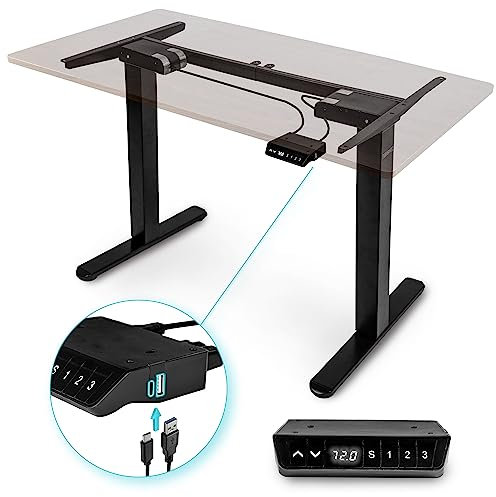 Duronic TM61 BK höhenverstellbarer Schreibtisch, Tischbeine für Schreibtisch, elektrisch höhenverstellbarer Gamer Schreibtisch, Tischgestell Schwarz