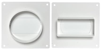 Übergangsstück Adapter Verbindungsstück mit Rückschlagklappe von Flachkanal 55x110mm auf Rundrohr Ø 100mm Rohrverbinder Abluft Zuluft Abluftkanal Zuluftkanal