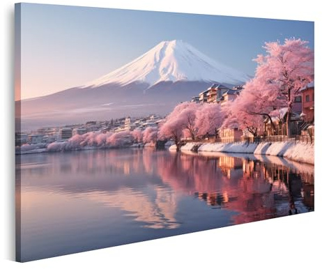 islandburner Image sur toile Belles fleurs de cerisier Fuji Montagne Japon Printemps Saison Beau mont Fuji Cerise Photos murales Affiches