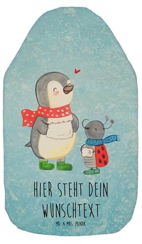 Mr. & Mrs. Panda Personalisierte Wärmflasche Smörle Winterzeit - Personalisierte Geschenke, Wärmekissen mit Namen, Weihnachtsdeko, Kinderwärmflasche