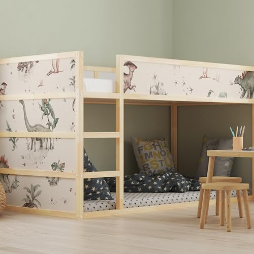 WANDKIND Aufkleber für IKEA KURA Kinderbett Hochbett Klebefolie Möbelfolie Sticker Kinderzimmer Dinosaurier (Möbel nicht inklusive) IKB521 (5 Sticker Set)