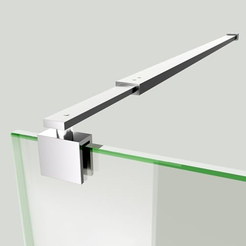 S'AFIELINA Barre de stabilisation, Barre de support pour parois de douche, Angulaire, Flexible, Réglable 700-1200 mm, Stabilisateur pour verre d'épaisseur 8-10 mm (2 pièce)