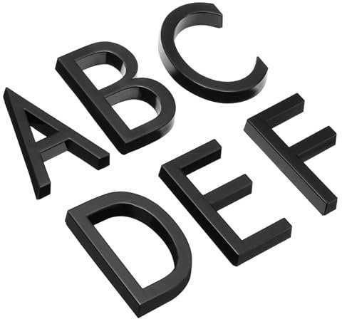 PATIKIL Numeri Civici 3D Cassette Postali Lettera A-F per Esterno, 6pz Numeri Indirizzo Porta Lettera Autoadesiva per Casa Appartamento Ufficio Camera Albergo, Nero