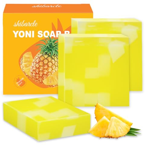 3 PCS Yoni Soap Bar, Organic Yoni Bar Soap Yoni Wash Feminine Wash for Women Ph Balance, Natural Deodorant Vaginal Body Bath Soap Body Wash Pineapple Handmade feminine soap