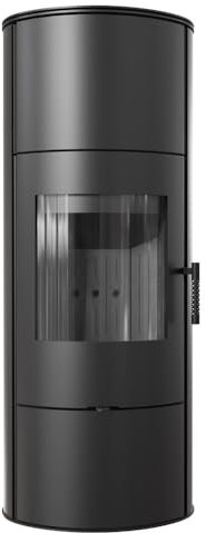 KRATKI Kaminofen aus Stahl Rollo bereit Satz Ø 150 7 kW mit Raumluftunabhängig, Blass Verkleidung, freistehend, BImSchV 2, Staubauslass, 150 mm, EEK A Kaminofen HKI