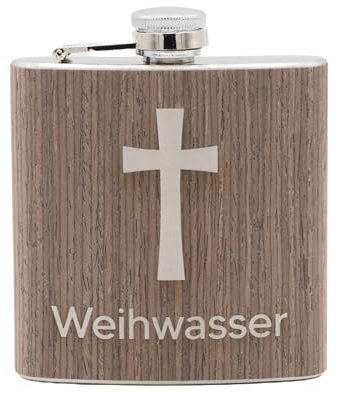 Flasque gravée exclusive avec revêtement en bois - 175 ml (eau bénite)