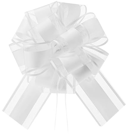 Lilbitty 5 pièces nœud cadeau, grand nœud géant nœud cadeau. Grand nœud pour décoration de voiture, mariage, nouvelles maisons, fête, sac cadeau, blanc