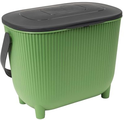 EDA - Poubelle à compost 10 L avec filtre à charbon - Ouverture XXL - Filtre anti-odeurs - Design moderne - Vert Cactus