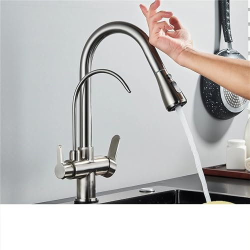 KHYTEBV Robinet de Cuisine, Filtre à capteur Tactile, Robinet de Cuisine 2 en 1, extincteur Noir, Double Mode, pulvérisateur, robinets d'évier pour mélange d'eau de Cuisine