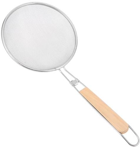 Garneck Espumadera De Cocina Inoxidable 18 Cm Con Mango De Madera Resistente Al Calor Para Uso Doméstico y Profesional En Frituras y Sopas, Herramienta Práctica y Segura