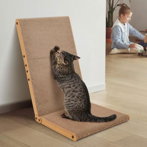 Ownpets Rascador para gatos, 68 cm, en forma de L, de cartón, para montar en la pared, placa de papel duradera para rascar gatos, protector de muebles para gatos de interior