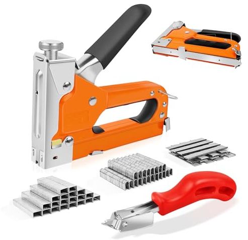 Klammerpistole 3 in 1 Hochleistungs-Klammerpistole mit Entferner, Nagelpistole Polsterklammer-Set mit 3000 Klammern zum Befestigen von Material, Schreinerei, Bindung, Verstärkung