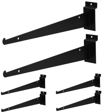 Tofficu Soportes Para Estantes De Metal 6 Piezas Para Slatwall Soportes Resistentes De Hierro Para Exhibición En Hogar Garaje Y Supermercados Instalación Fácil Y Duradera