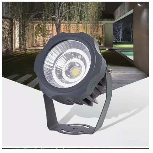 Projecteurs LED Longue Portée, Spot LED Exterieur, Éclairage Rond COB Pour Arbres, Projecteur LED À Angle Réglable Étanche IP65, Pour Enseignes De Bâtiments, Éclairage De Pelouse(Warm Light,10W(AC110-