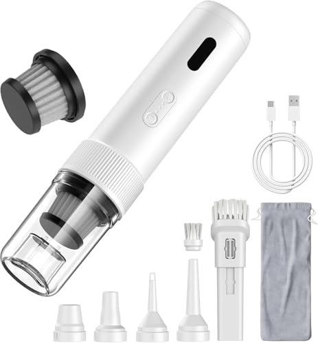 Topipop Handstaubsauger-21000Pa 5-in-1 Akku Autostaubsauger, Stark Saugkraft & Wiederaufladbarer Handsauger mit Waschbar Filter, Mini Hand Staubsauger mit LED-Licht für Haus,Büro,Tierhaare,Küche Auto