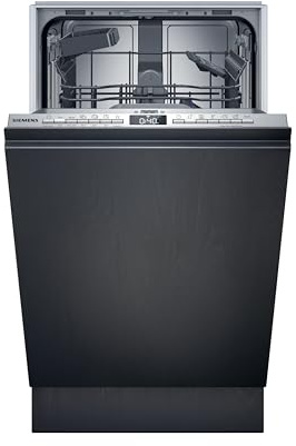Siemens iQ300 Schmaler Vollintegrierter Geschirrspüler 45 cm SR93EX25LE | Automatische Türöffnung am Programmende, flexible Körbe, leiser bürstenloser Motor, aquaStop Schutz, Home Connect