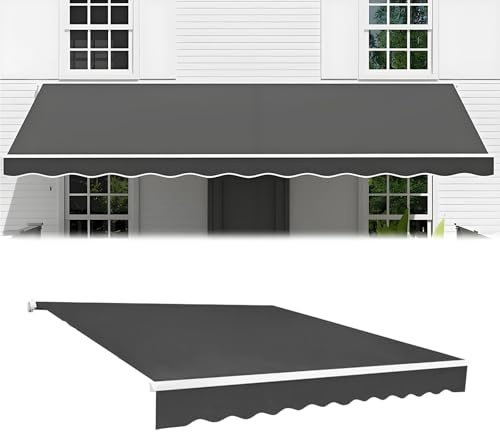 Telo di Ricambio per Tende da Sole Retrattile 2.0m 2.5m 3.0m 3.6m 4m 5m, Tessuto di Ricambio per Tende, Impermeabile Poliestere Tende da Sole per Esterno Cortile Balcone(Grigio,400x250cm)