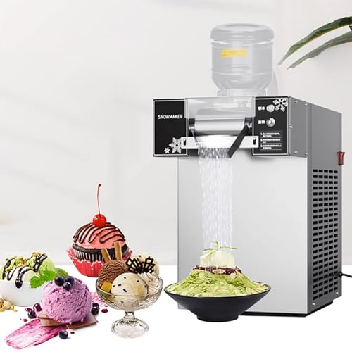 Ice Maker commerciale fiocco di neve - Crusher fiocco di neve da 600 W, macchina per il ghiaccio rasata 180kg/24h con spessore regolabile - Rasoio per ghiaccio da neve Bingsu per bar, cocktail e
