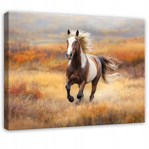 WallArena - Stampa su tela - Cavallo - 60x40 cm - Arte quadri su tela - Arte murale XXL di grande formato per soggiorno, camera da letto, salotto - Stampa d'arte moderna - Animali del paesaggio