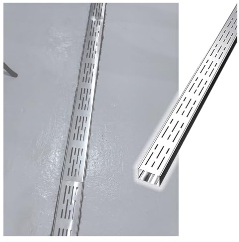 Canaleta De Drenaje Exterior Con Rejilla Metálica, Tubo Estrecho De Acero Inoxidable For Desagüe/zanja/drenaje Subterráneo For Patio, Piscina O Terraza.(10x3cm(3.9x1.2in))