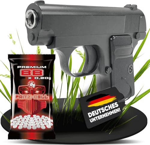 Set: Fritz-Cell Airsoft Pistole Federdruck Softair 0,5 Joule, inkl. 500 x 6 mm BB Soft-Air Kugeln schwere Ausführung (G1A)