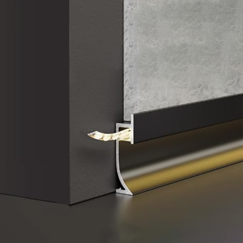 Profilo in alluminio for battiscopa a canale LED, battiscopa autoadesivo con colla angolare, illuminazione inferiore disponibile(H4cm/1.57in,L140cm/55.1in)