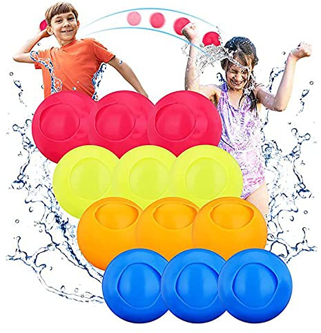 12 Stück Wasserbomben Wiederverwendbar, Selbstschließende Magnetische Silikon Wasserballons [Schnellbefüllend in 1 Sek], Weiches Wasserspielzeug für Kinder – Ideal für Pool, Garten & Strand