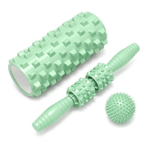 Luwecf Faszienrolle Set & Faszienball Set – Massageroller Set für, Fitness & Faszientraining, Grün