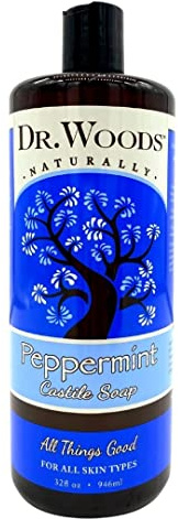 Dr. Woods Pure Peppermint Liquid Castile Soap, 32 Ounce