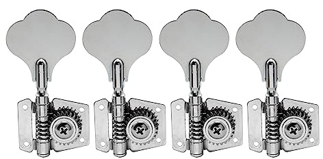 Musiclily 4-inline Open Gear Bas Stämskruvar Mekanik för 4-sträng Elbas,Krom(4st)