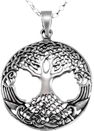 Collar con colgante de árbol de la vida, plata de ley, cadena de 45,7 cm