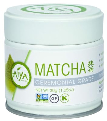 Aiya Authentic Japanese Premium First Harvest Ceremonial Grade Matcha Green Tea Powder - Vegan-Friendly, Zero Sugar, Gluten-Free - 30g Tin