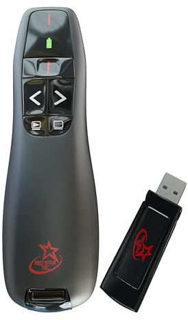 Mando inalámbrico de Control Remoto para presentaciones de Powerpoint y Keynote (PR-819) por Red Star Tec (Negro, 1 Pieza)