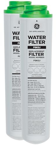 GE Under Sink Water Filter Replacement, Dual Flow, Reduces Sediment, Rust & Other Impurities from Water, Fits GXK255TBN Under Sink Filtration System, Replace Every 6 Months, FQK2J, 2 Filters