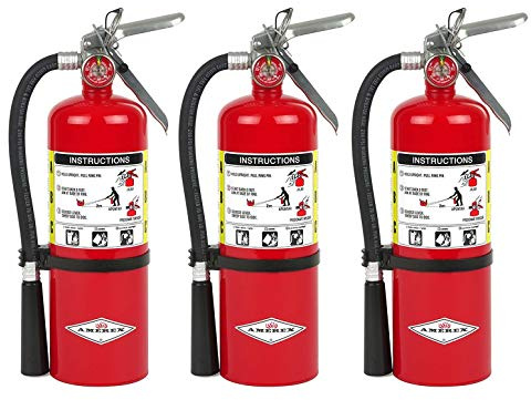 Amerex B500 ABC Dry Chemical Class A, B, and C Fire Extinguisher with 12 to 18 Feet Range and 14 Second Discharge Time (5 Lb, 3-Pack)