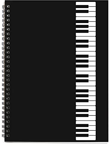Music Notebook, Blank Sheet Note book, Cardboark Spiral NoteBook Manuscript Paper, Composition Staff Paper for Kids, Musician, Students, Piano-Keyboard-Music-Notebook 100 Pages 26x19cm