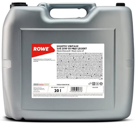 ROWE Hightec Vintage SAE 20W-50 mild legiert - 20 Liter Oldtimer, Youngtimer Motoröl, mineralisch | Made in Germany