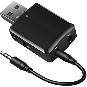 Isobel USB Bluetooth 5.0 3-i-1 ljudsändare, Mini Bluetooth AUX-adapter för PC TV Stereohörlurar