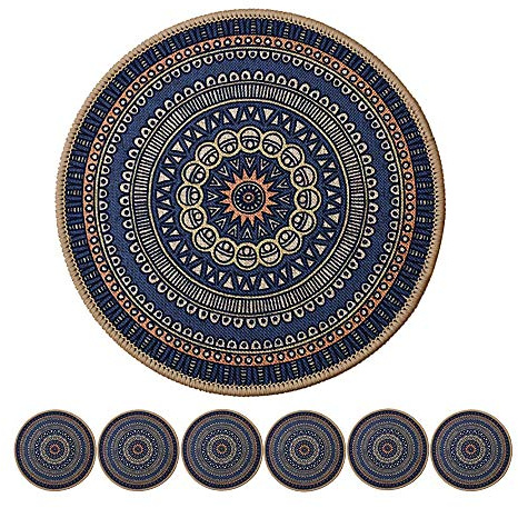 Morning View Colorful Boho Plant Pot Mat Set of 6 Absorbent Non Slip for Table Desk Floor 8.5 Inch