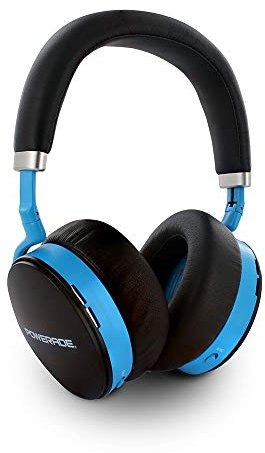 METRONIC Powerade 480189 Casque Audio à Réduction de Bruit Active ANC avec Bluetooth apTX Faible Latence et Kit Mains Libres intégré, Autonomie 24 Heures Noir/Bleu Arceau