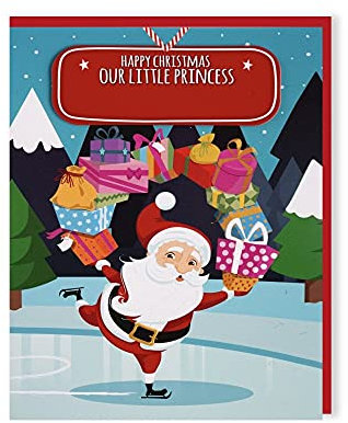 History & Heraldry Personalisierte Weihnachtskarte mit Aufschrift Santa's On His Way – Happy Christmas Our Little Princess, blanko