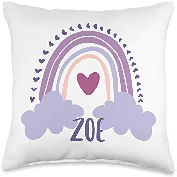 Zoe Personalized Custom Name Rainbow Cute Colorful Throw Pillow