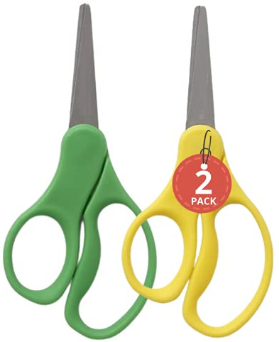 1InTheOffice Kids Scissors Blunt Tip, Safety Scissors for Kids, Kid Scissors, Child Size Scissors, Kids Safety Scissors 2 Pack