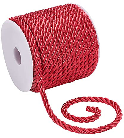 PH PandaHall 5mm Corda Intrecciata in Poliestere Cordino Decorativo Ritorto, 18m Cremisi Corda Decorativa Intrecciata per Decorazioni per la Casa Avvolgimento Regalo Natale Fai Da Te