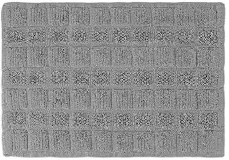 Relaxdays Badematte Baumwolle, 60 x 40 cm, rutschfest, waschbar, Vorleger für Badezimmer, Badteppich rechteckig, grau