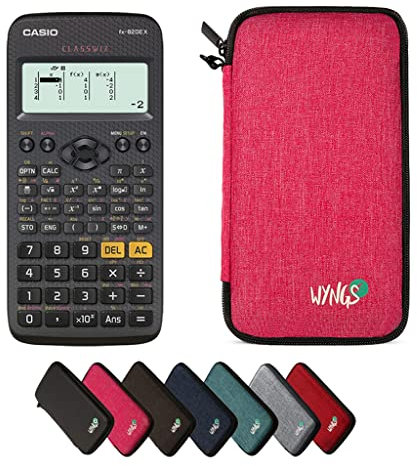 Casio fx-82DE X ClassWiz inkl. WYNGS Schutztasche Pink - Wissenschaftlicher Taschenrechner - Basic Set